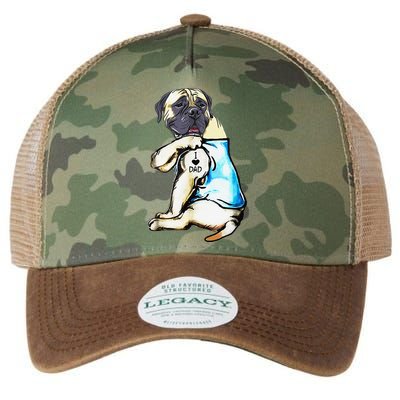 Funny English Mastiff Dog I Love Dad Tattoo English Mastiff Legacy Tie Dye Trucker Hat