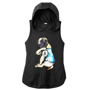 Funny English Mastiff Dog I Love Dad Tattoo English Mastiff Ladies PosiCharge Tri-Blend Wicking Draft Hoodie Tank