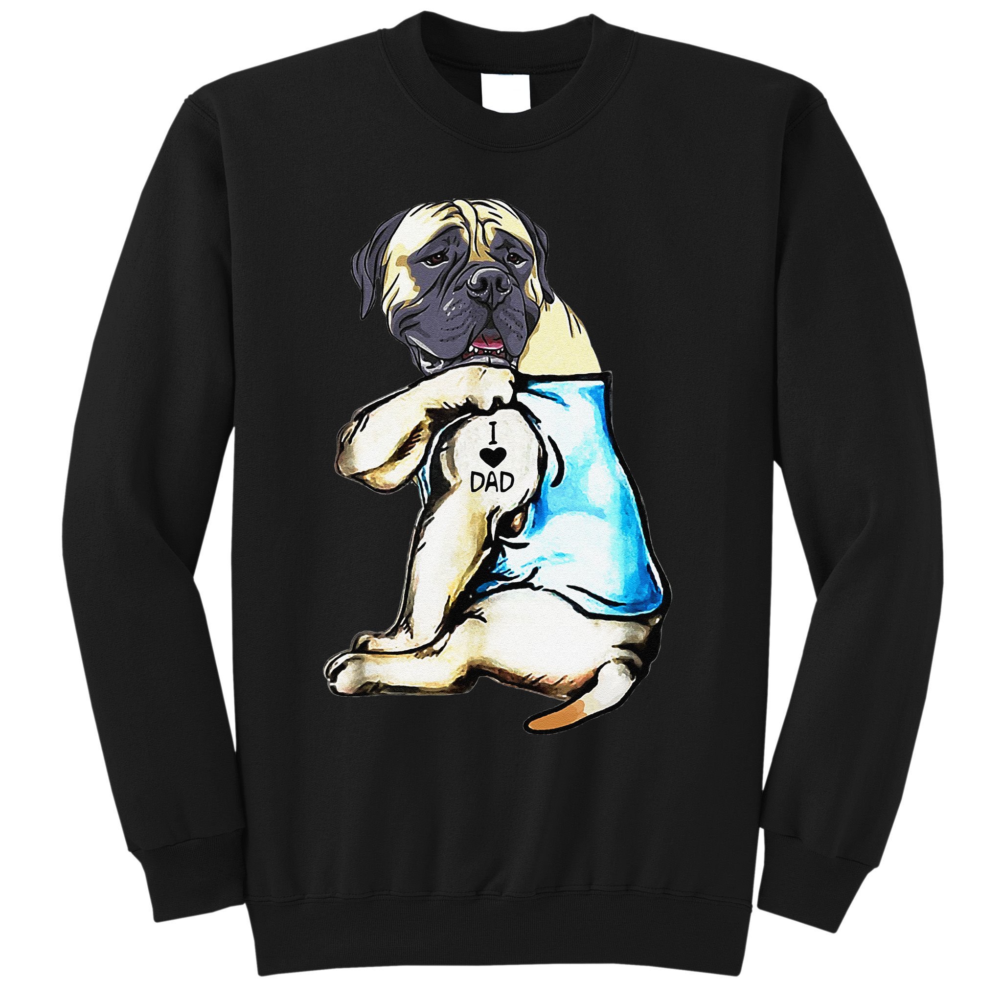 Funny English Mastiff Dog I Love Dad Tattoo English Mastiff Sweatshirt