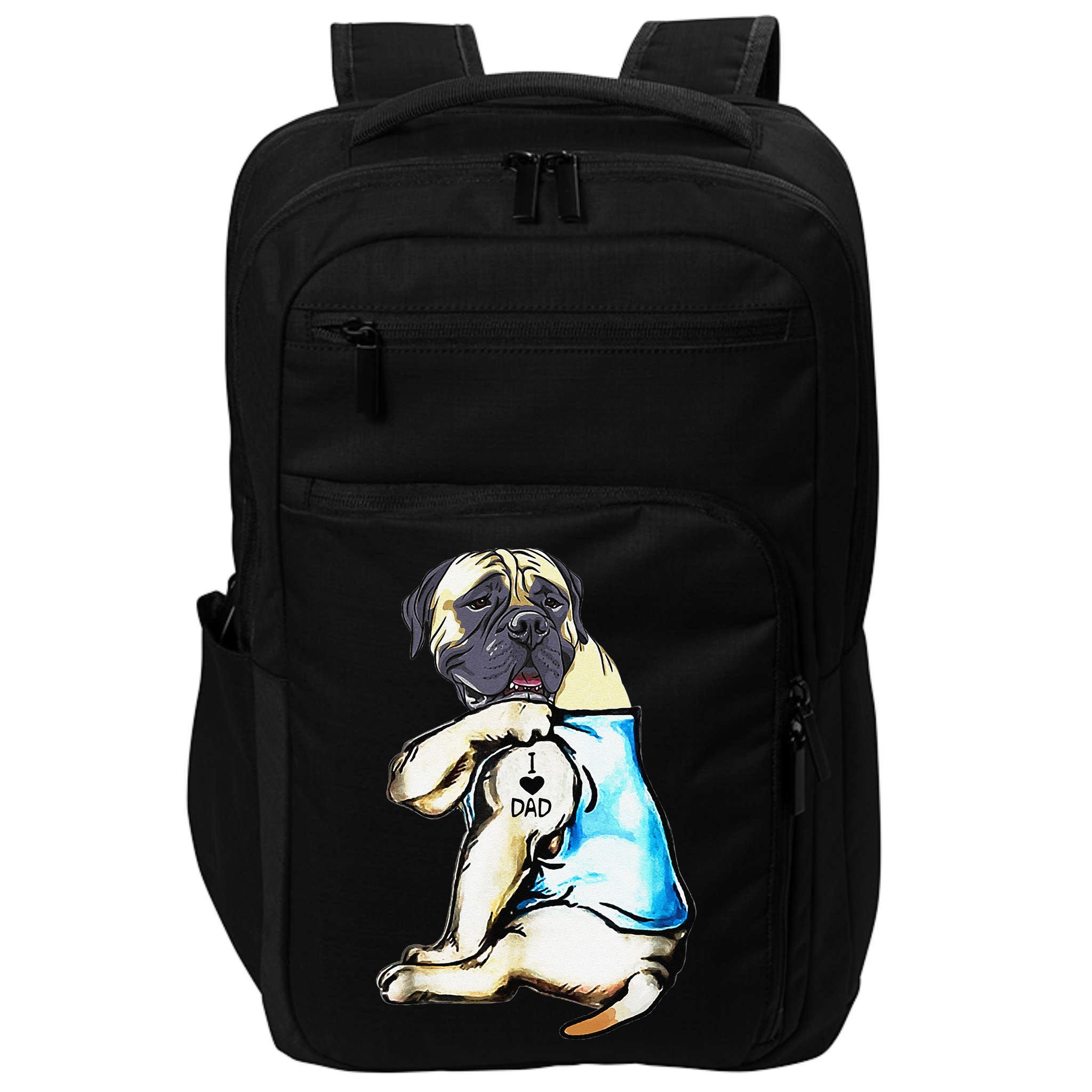 Funny English Mastiff Dog I Love Dad Tattoo English Mastiff Impact Tech Backpack