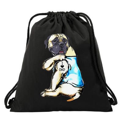 Funny English Mastiff Dog I Love Dad Tattoo English Mastiff Drawstring Bag