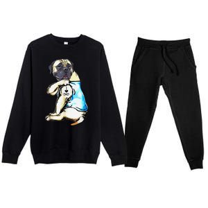 Funny English Mastiff Dog I Love Dad Tattoo English Mastiff Premium Crewneck Sweatsuit Set