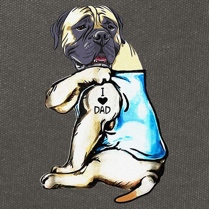 Funny English Mastiff Dog I Love Dad Tattoo English Mastiff Cotton Canvas Backpack