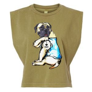 Funny English Mastiff Dog I Love Dad Tattoo English Mastiff Garment-Dyed Women's Muscle Tee