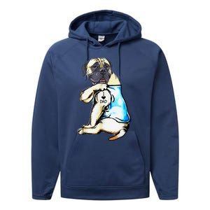 Funny English Mastiff Dog I Love Dad Tattoo English Mastiff Performance Fleece Hoodie