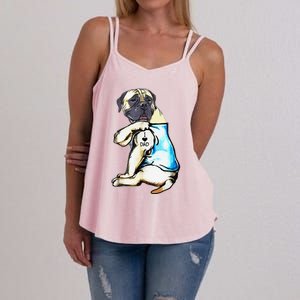 Funny English Mastiff Dog I Love Dad Tattoo English Mastiff Women's Strappy Tank