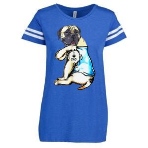 Funny English Mastiff Dog I Love Dad Tattoo English Mastiff Enza Ladies Jersey Football T-Shirt