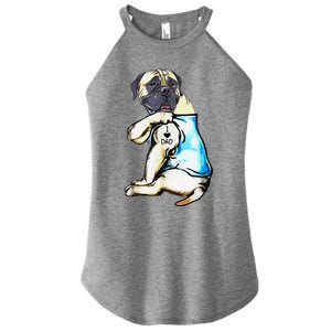 Funny English Mastiff Dog I Love Dad Tattoo English Mastiff Women's Perfect Tri Rocker Tank