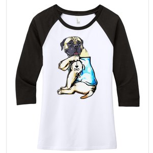 Funny English Mastiff Dog I Love Dad Tattoo English Mastiff Women's Tri-Blend 3/4-Sleeve Raglan Shirt