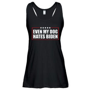 Funny Even My Dog Hates Biden Sarcastic Political Joke Ladies Essential Flowy Tank