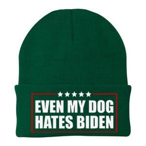 Funny Even My Dog Hates Biden Sarcastic Political Joke Knit Cap Winter Beanie