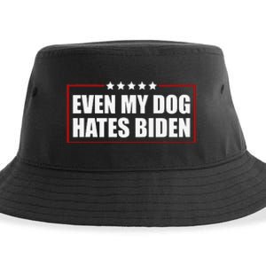 Funny Even My Dog Hates Biden Sarcastic Political Joke Sustainable Bucket Hat