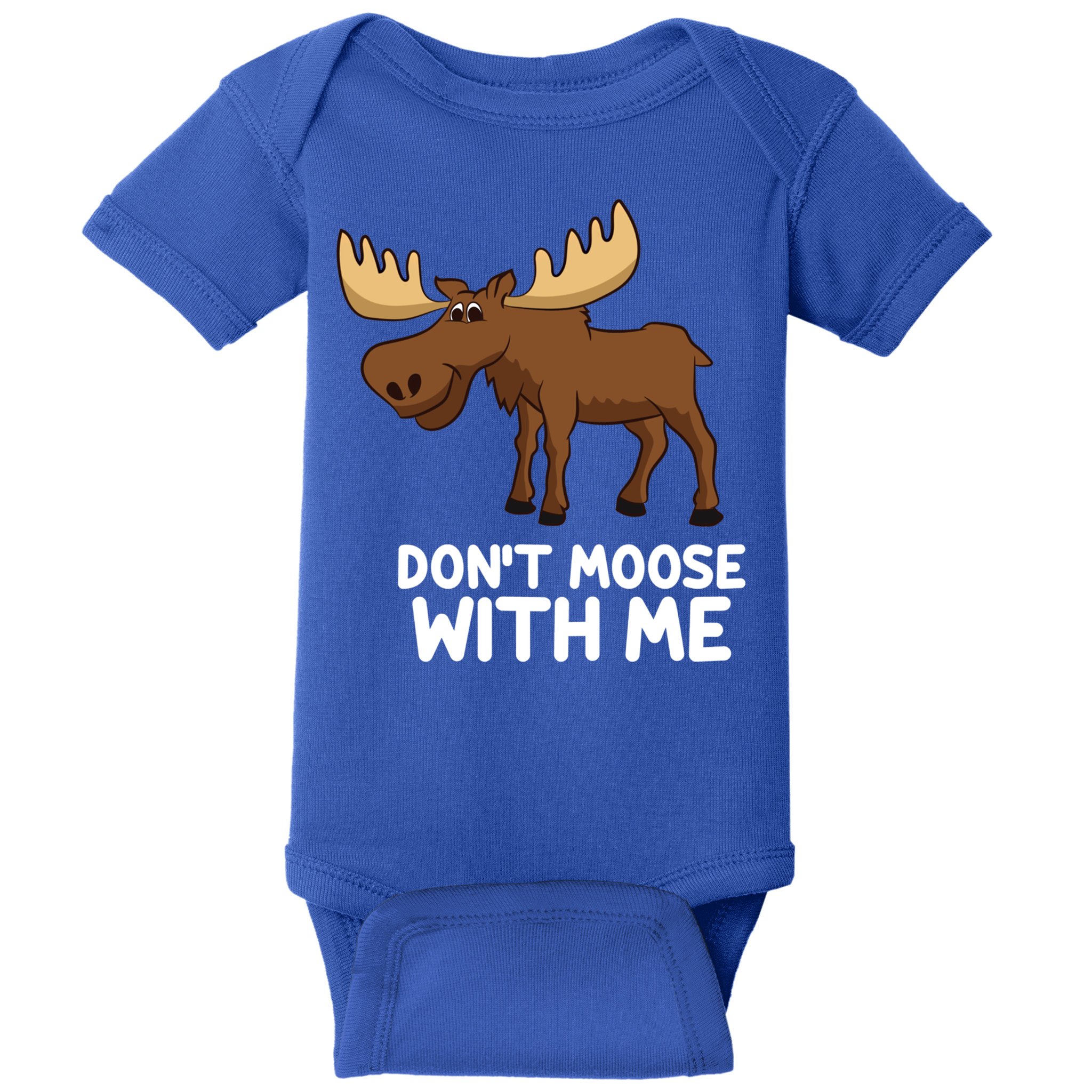 Funny Elk Moose Pun Don't Moose With Me Cute Moose Funny Gift Baby Bodysuit