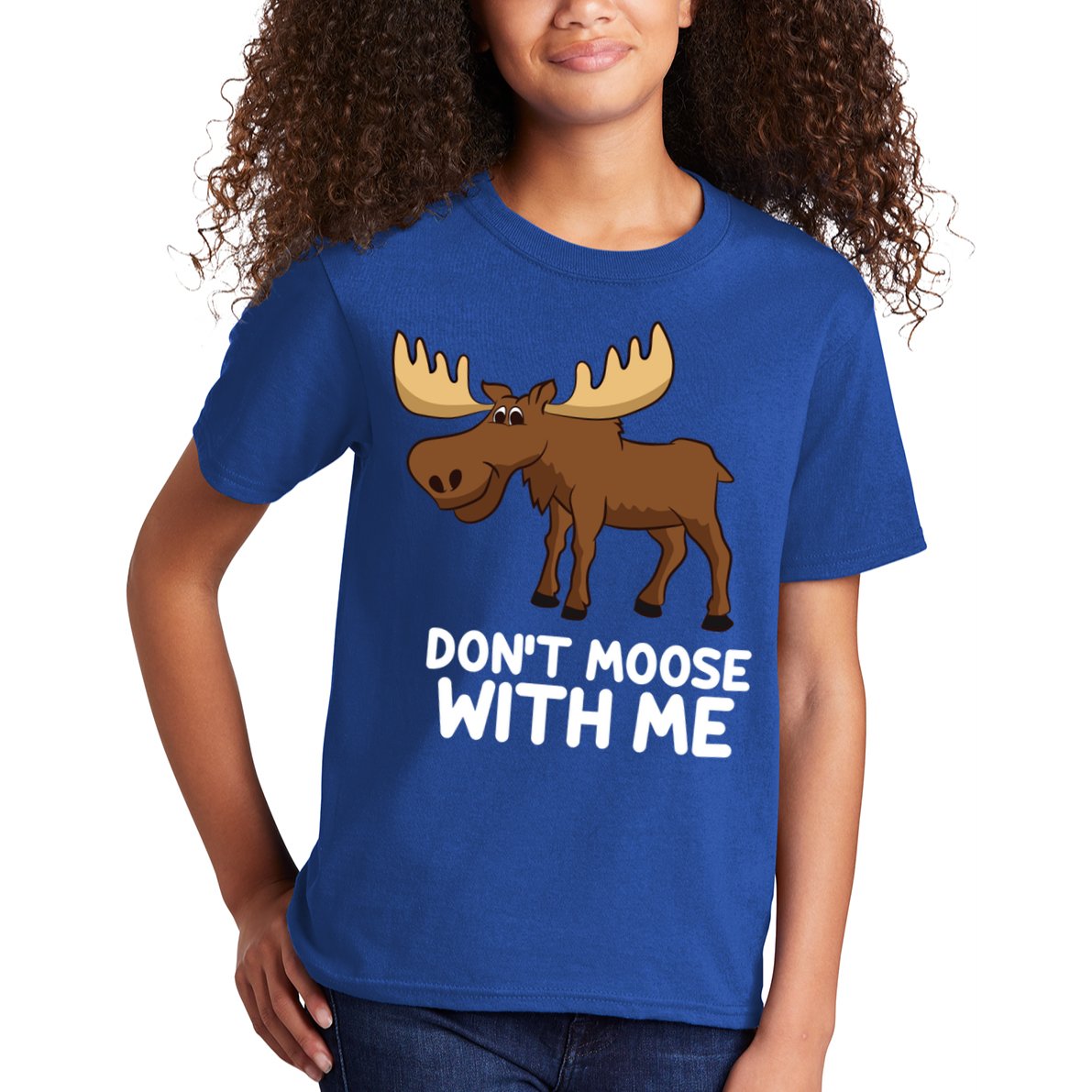Funny Elk Moose Pun Don't Moose With Me Cute Moose Funny Gift Kids T-Shirt