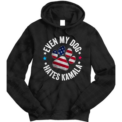 Funny Even My Dog Hates Kamala Anti Harris Usa Flag 2024 Tie Dye Hoodie