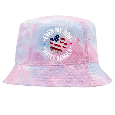 Funny Even My Dog Hates Kamala Anti Harris Usa Flag 2024 Tie-Dyed Bucket Hat