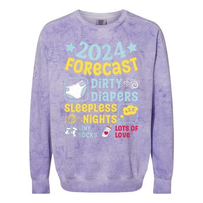 Forecast Expectant Mom To Be 2024 Soon Dad Baby Shower Colorblast Crewneck Sweatshirt