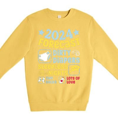 Forecast Expectant Mom To Be 2024 Soon Dad Baby Shower Premium Crewneck Sweatshirt