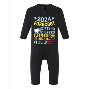 Forecast Expectant Mom To Be 2024 Soon Dad Baby Shower Infant Fleece One Piece