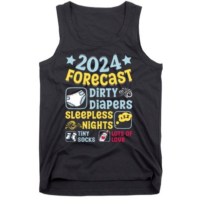 Forecast Expectant Mom To Be 2024 Soon Dad Baby Shower Tank Top