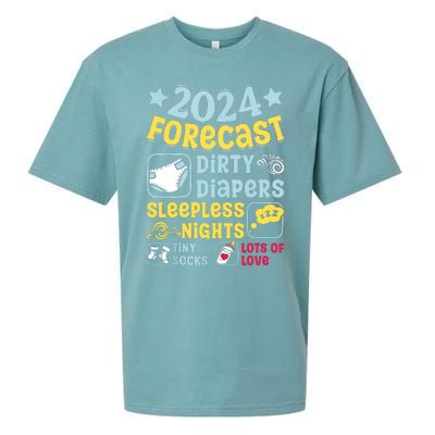 Forecast Expectant Mom To Be 2024 Soon Dad Baby Shower Sueded Cloud Jersey T-Shirt