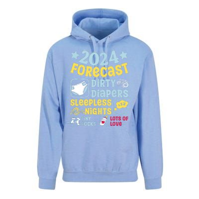 Forecast Expectant Mom To Be 2024 Soon Dad Baby Shower Unisex Surf Hoodie