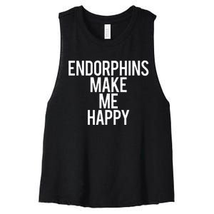 Funny Endorphins Make Me Happy Gym Fitness Workout Running Women's Racerback Cropped Tank