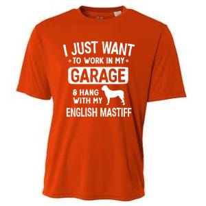 Funny English Mastiff Dad Garage Hang With Dad Garage Me Gift Cooling Performance Crew T-Shirt