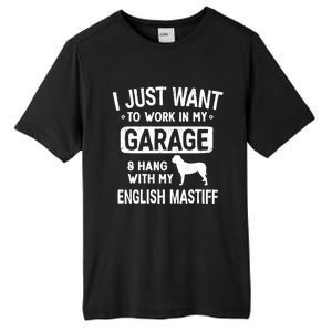 Funny English Mastiff Dad Garage Hang With Dad Garage Me Gift Tall Fusion ChromaSoft Performance T-Shirt