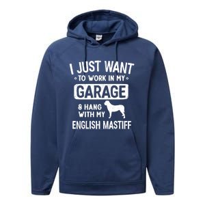 Funny English Mastiff Dad Garage Hang With Dad Garage Me Gift Performance Fleece Hoodie