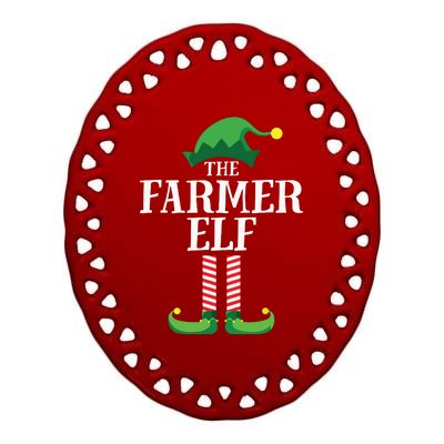 Farmer Elf Matching Family Group Christmas Party Ceramic Oval Ornament