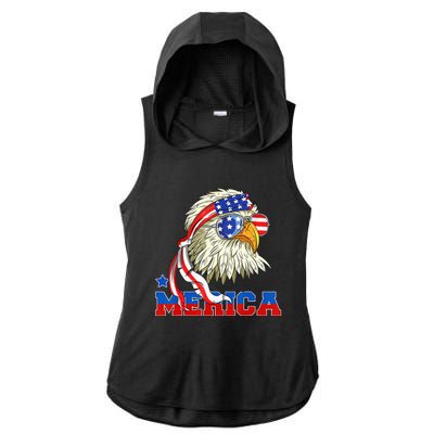 Funny Eagle Mullet Sunglasses Merica 4th Of July USA American Flag Ladies PosiCharge Tri-Blend Wicking Draft Hoodie Tank