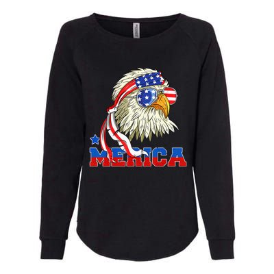 Funny Eagle Mullet Sunglasses Merica 4th Of July USA American Flag Womens California Wash Sweatshirt