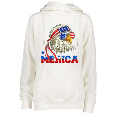 Funny Eagle Mullet Sunglasses Merica 4th Of July USA American Flag Womens Funnel Neck Pullover Hood