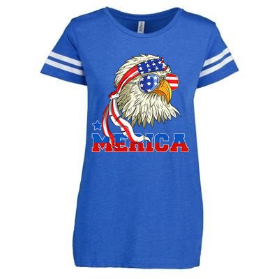 Funny Eagle Mullet Sunglasses Merica 4th Of July USA American Flag Enza Ladies Jersey Football T-Shirt