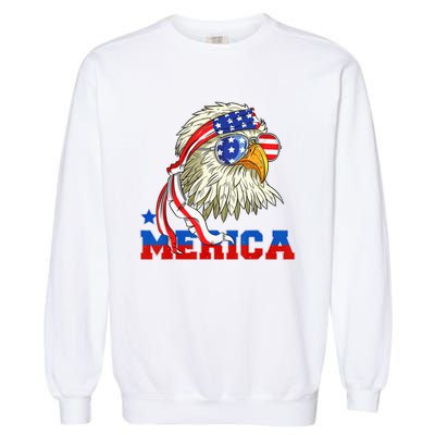 Funny Eagle Mullet Sunglasses Merica 4th Of July USA American Flag Garment-Dyed Sweatshirt