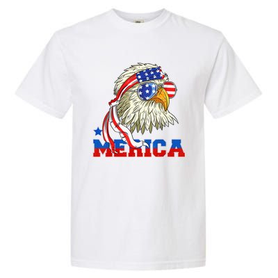 Funny Eagle Mullet Sunglasses Merica 4th Of July USA American Flag Garment-Dyed Heavyweight T-Shirt