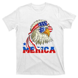 Funny Eagle Mullet Sunglasses Merica 4th Of July USA American Flag T-Shirt