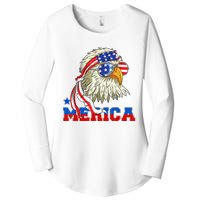 Funny Eagle Mullet Sunglasses Merica 4th Of July USA American Flag Women's Perfect Tri Tunic Long Sleeve Shirt