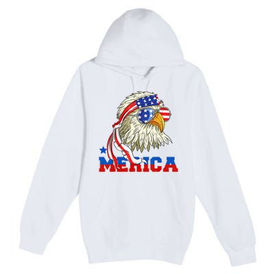 Funny Eagle Mullet Sunglasses Merica 4th Of July USA American Flag Premium Pullover Hoodie