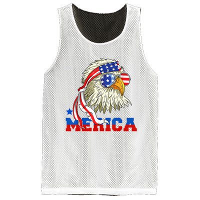 Funny Eagle Mullet Sunglasses Merica 4th Of July USA American Flag Mesh Reversible Basketball Jersey Tank