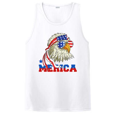 Funny Eagle Mullet Sunglasses Merica 4th Of July USA American Flag PosiCharge Competitor Tank