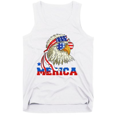 Funny Eagle Mullet Sunglasses Merica 4th Of July USA American Flag Tank Top