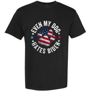 Funny Even My Dog Hates Biden Anti Joe Biden Usa Flag Garment-Dyed Heavyweight T-Shirt