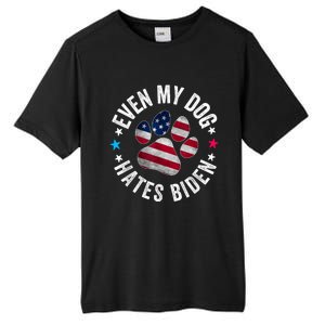 Funny Even My Dog Hates Biden Anti Joe Biden Usa Flag Tall Fusion ChromaSoft Performance T-Shirt