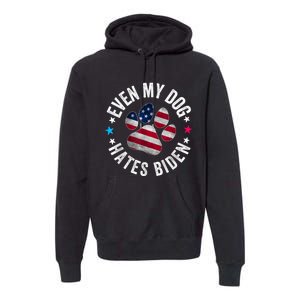 Funny Even My Dog Hates Biden Anti Joe Biden Usa Flag Premium Hoodie