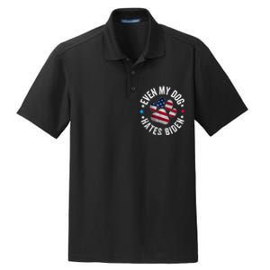 Funny Even My Dog Hates Biden Anti Joe Biden Usa Flag Dry Zone Grid Polo