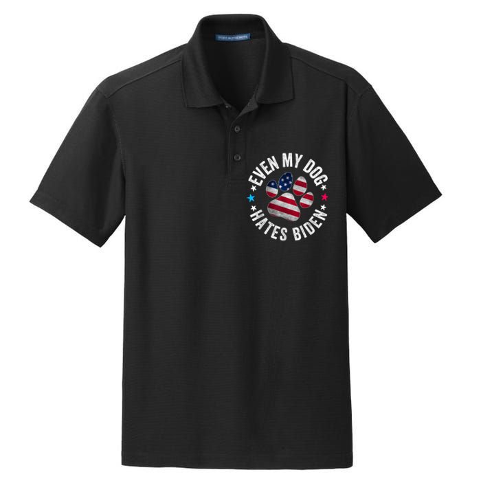 Funny Even My Dog Hates Biden Anti Joe Biden Usa Flag Dry Zone Grid Polo