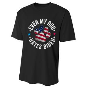 Funny Even My Dog Hates Biden Anti Joe Biden Usa Flag Performance Sprint T-Shirt