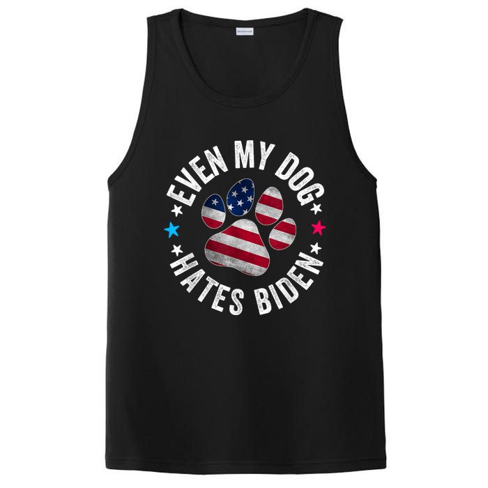 Funny Even My Dog Hates Biden Anti Joe Biden Usa Flag PosiCharge Competitor Tank